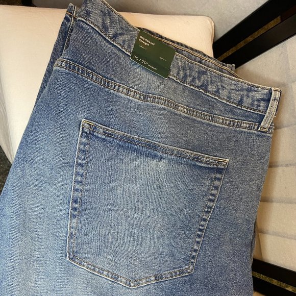 Wild Fable Plus High-Rise 90s Relaxed Straight Slashed Leg Jeans Medium Wash 30 - Picture 7 of 14